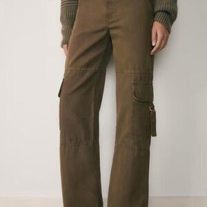Mango Olive-Toned Utility Pants